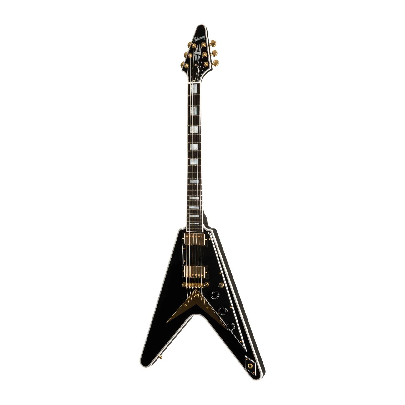 Gibson Flying V Custom Electric Guitar with Ebony Fingerboard Gloss - Ebony - Image 6