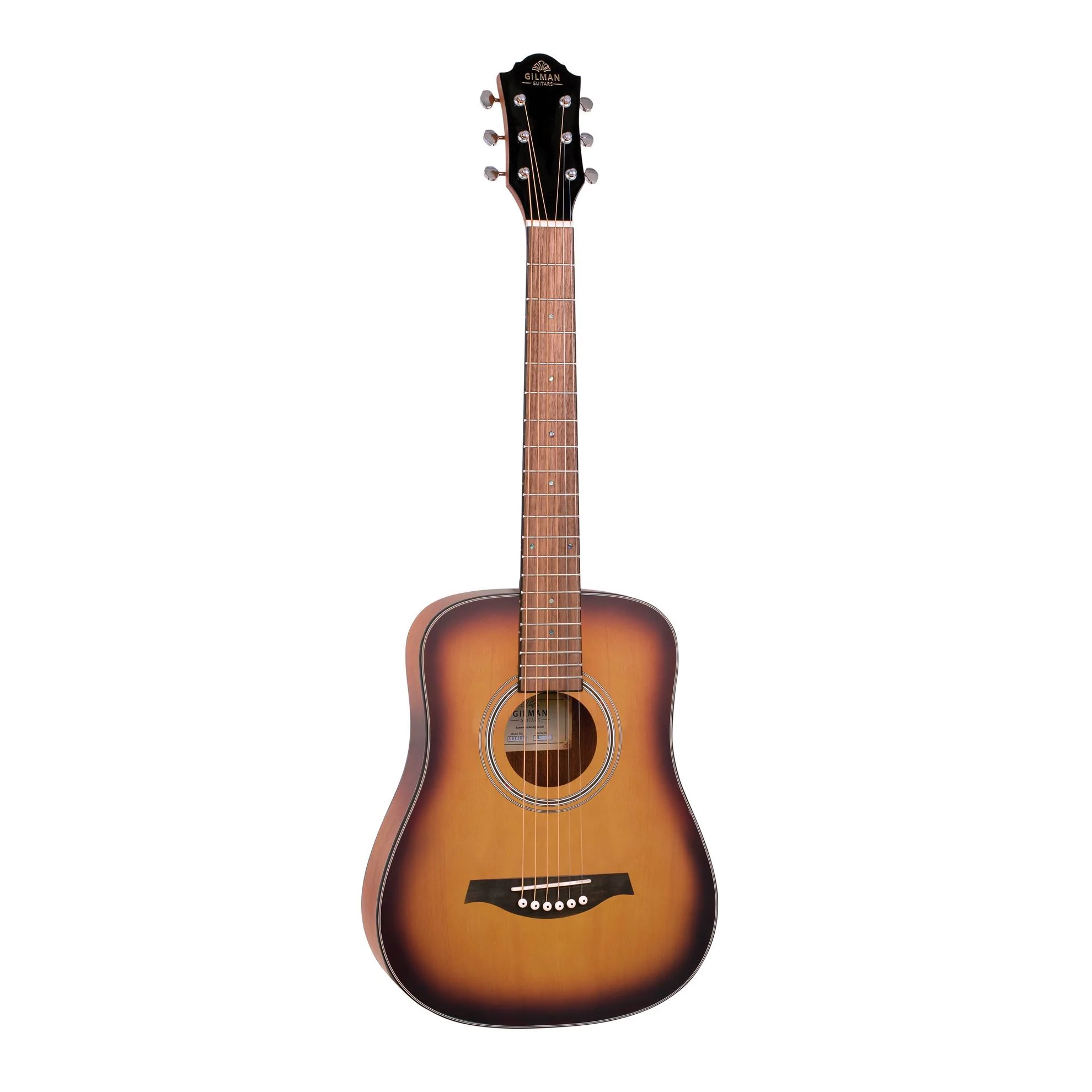 Gilman GBY10 Mini Traveller Dreadnought Acoustic Guitar in Tobacco Sunburst Satin - Image 2