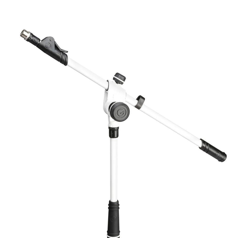 Gravity MS4322W White Microphone Stand with Folding Tripod Base & 2 Point Adjustable Tele Boom - Image 2