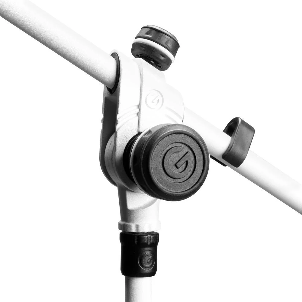 Gravity MS4322W White Microphone Stand with Folding Tripod Base & 2 Point Adjustable Tele Boom - Image 4
