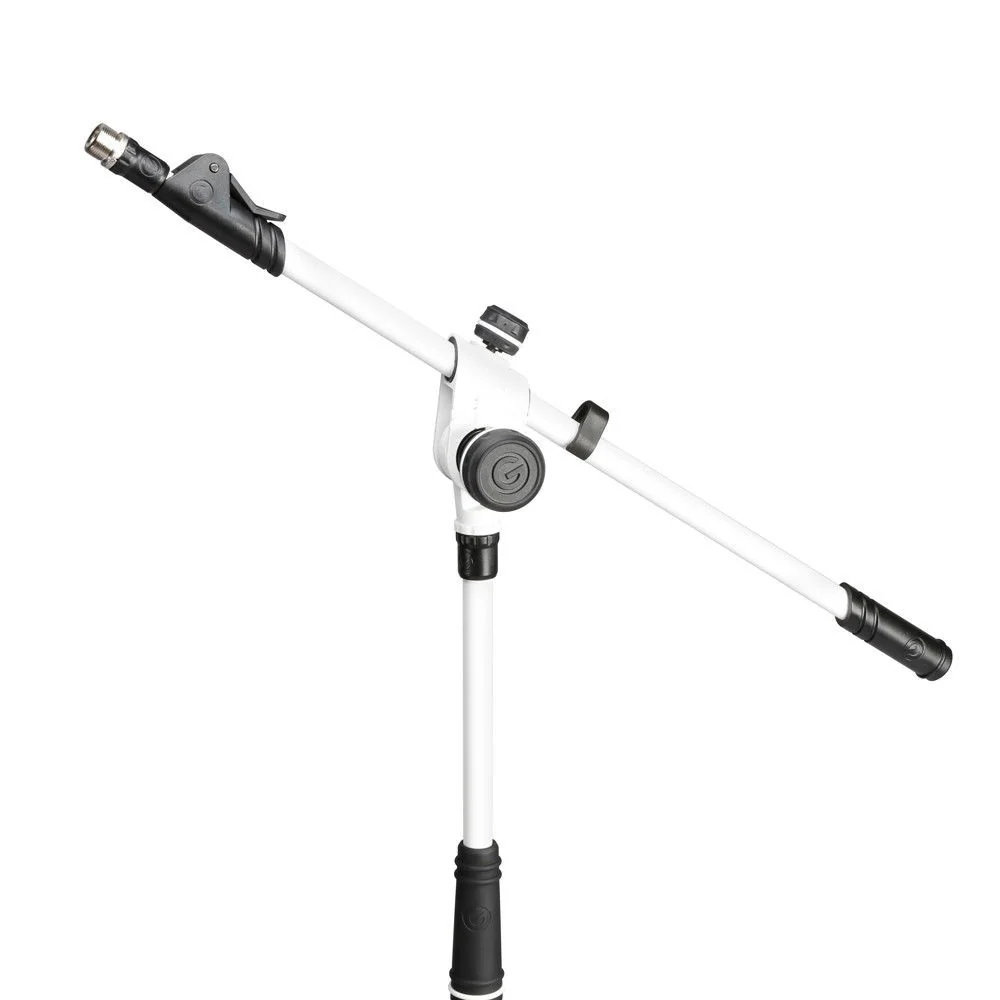 Gravity MS4322W White Microphone Stand with Folding Tripod Base & 2 Point Adjustable Tele Boom - Image 5