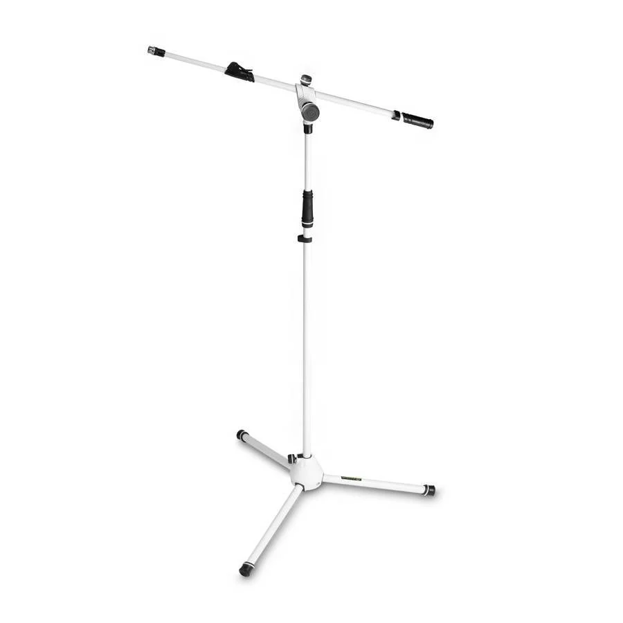 Gravity MS4322W White Microphone Stand with Folding Tripod Base & 2 Point Adjustable Tele Boom - Image 6