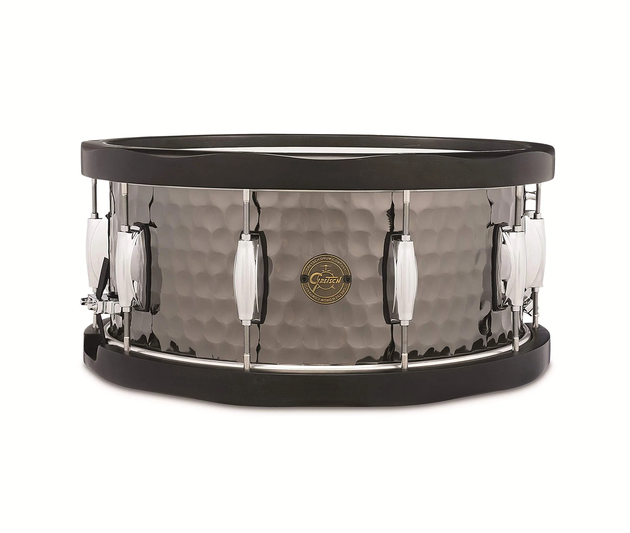 Gretsch 14 x 6.5 inch Snare drum in Full Range Hammered  Black Steel with Wooden Hoops - Image 2