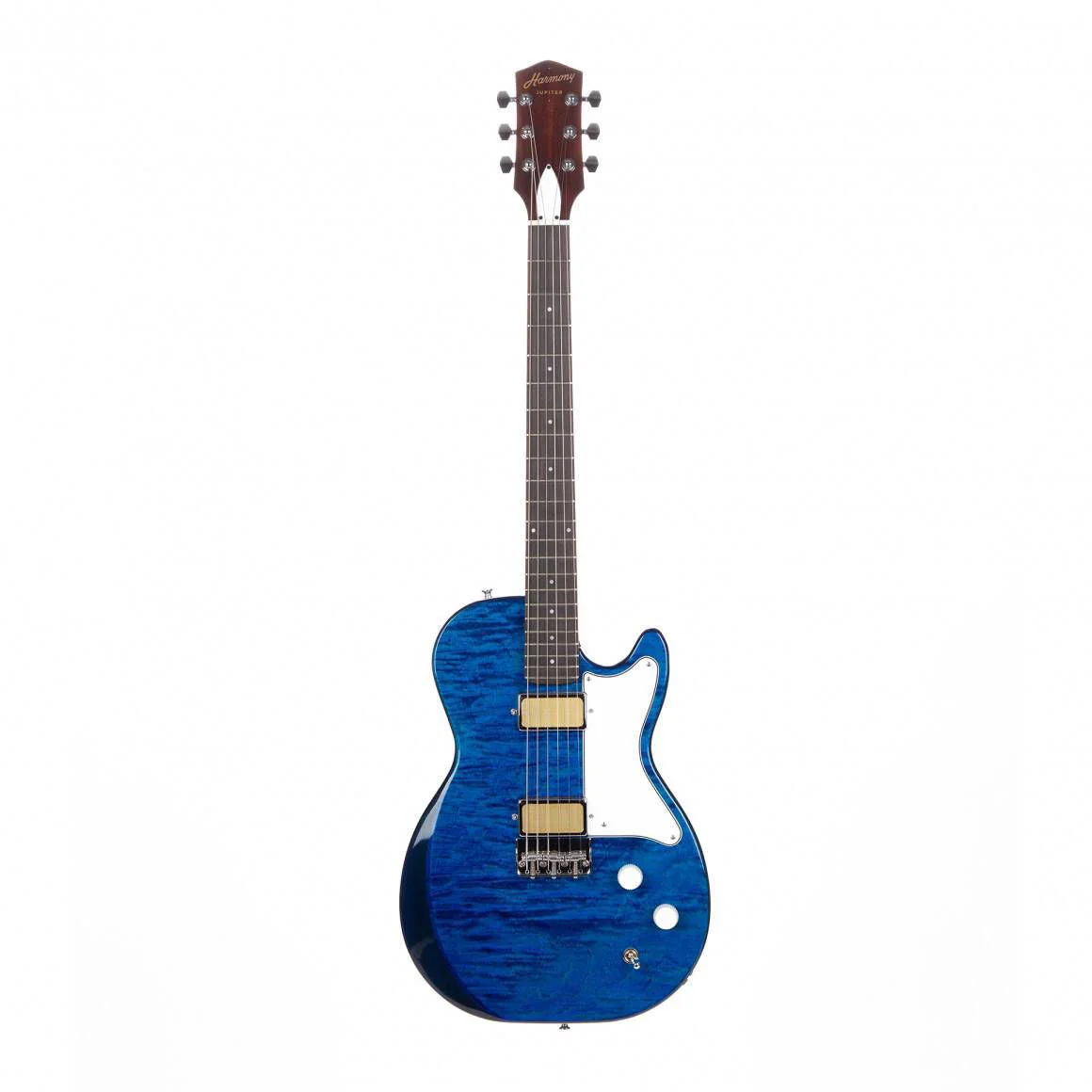 Harmony Standard Series Jupiter Electric Guitar - Flame Maple Top - Transparent Blue - Image 2