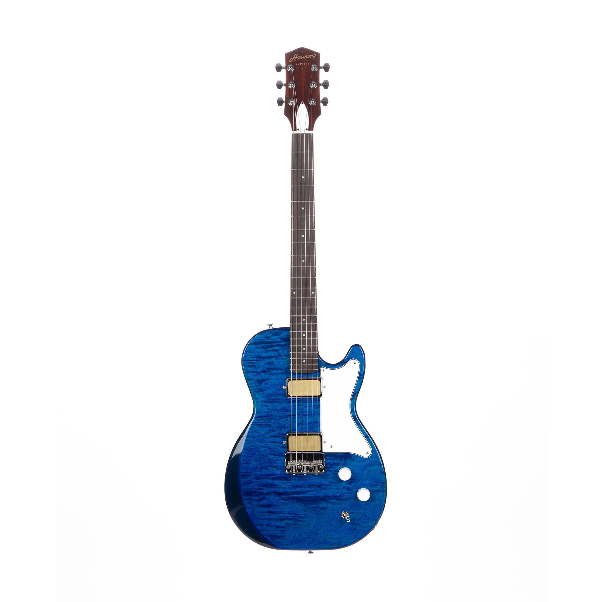 Harmony Standard Series Jupiter Electric Guitar - Flame Maple Top - Transparent Blue - Image 5