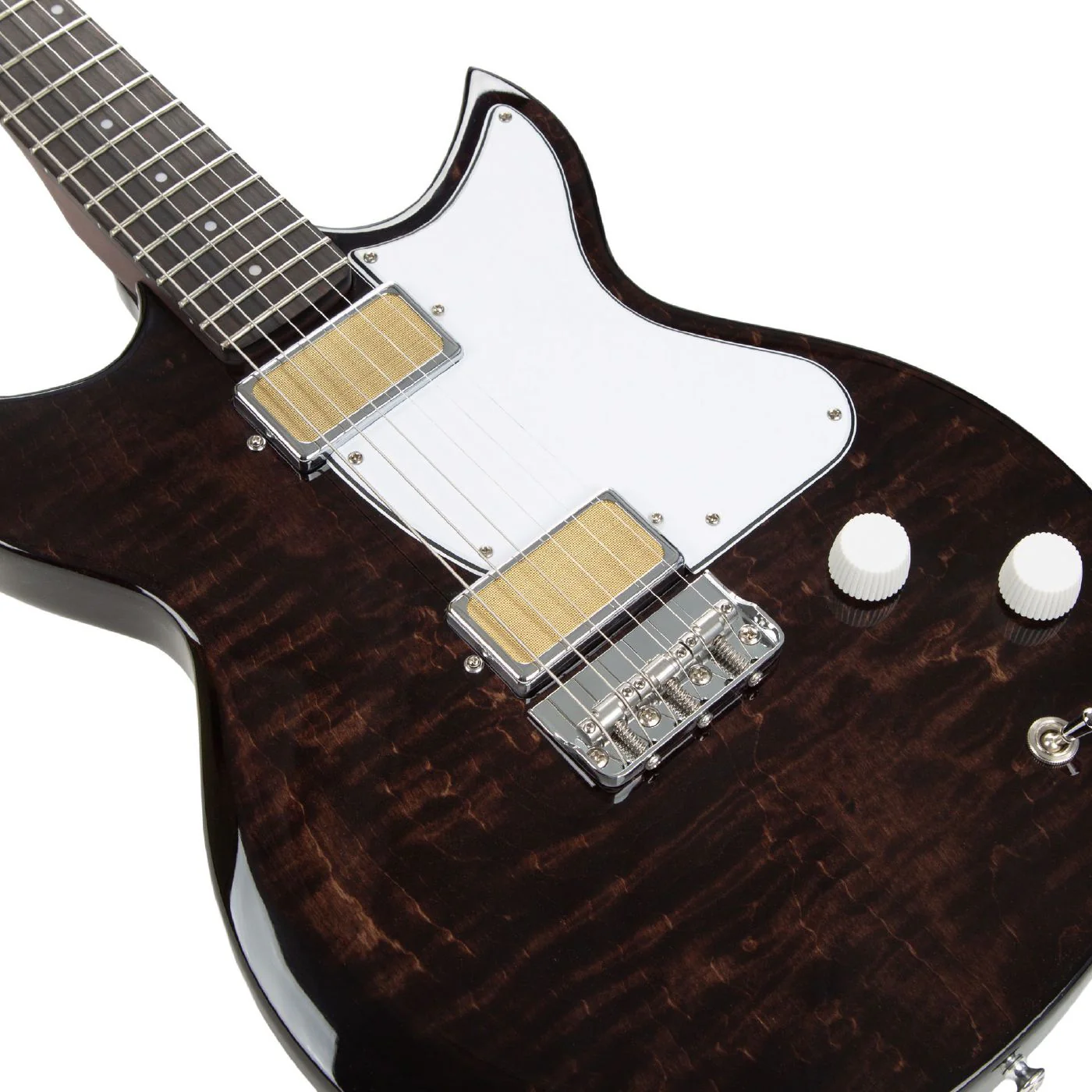 Harmony Standard Series Rebel Electric Guitar with Flame Maple Top in Transparent Black - Image 3