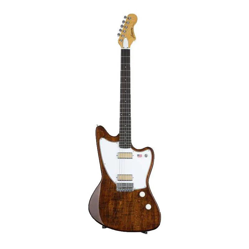 Harmony Standard Series Silhouette Electric Guitar with Flame Maple Top in Transparent Brown - Image 2