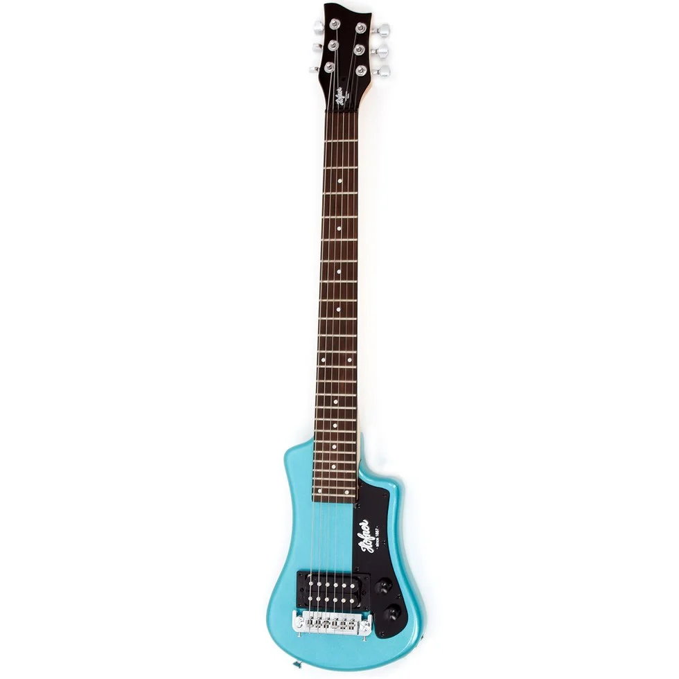 Hofner Shorty Compact Travel Electric Guitar with Accessory Pack - Blue - Image 2
