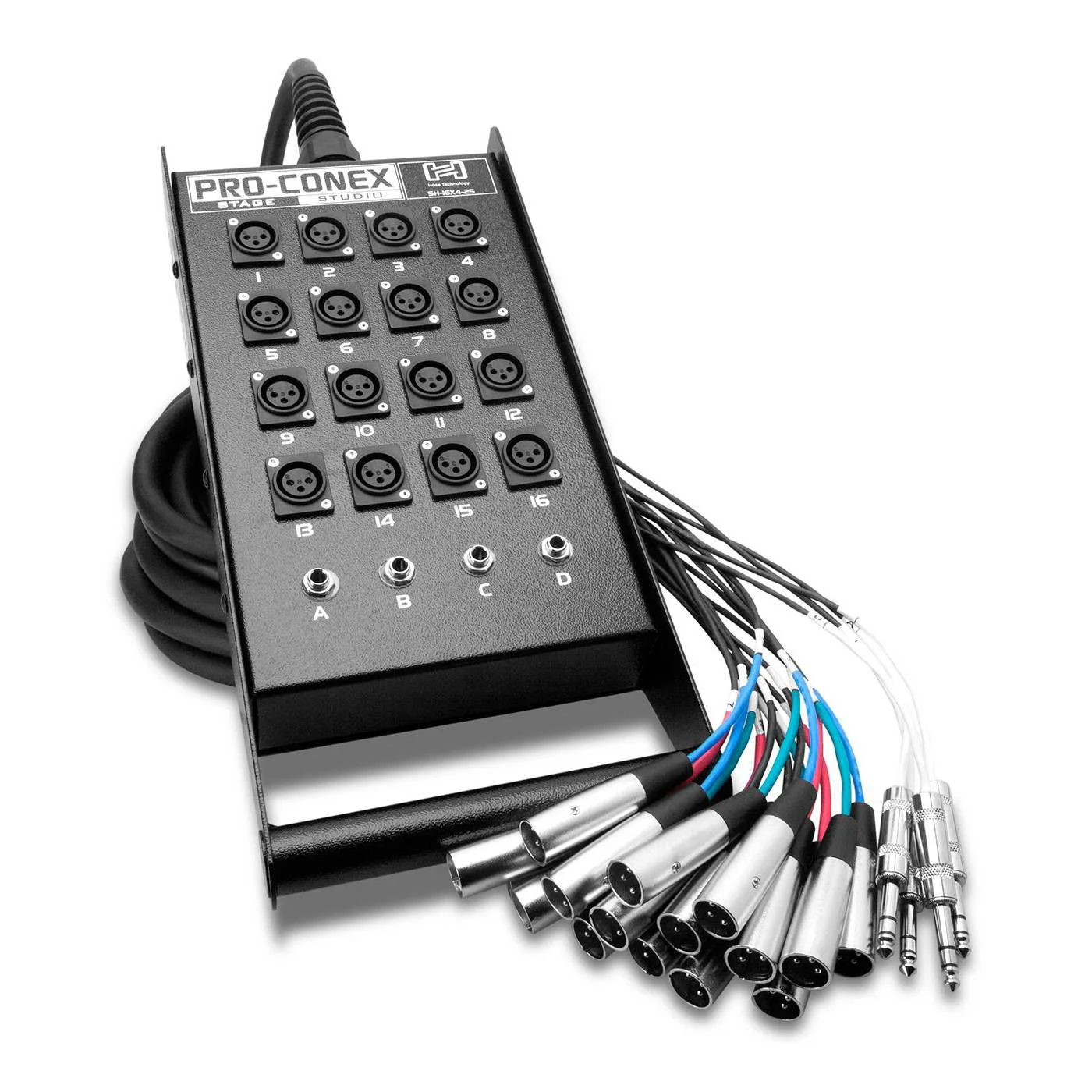 Hosa SH-16X4-25 Pro-Conex Stage Box Snake with 16 XLR in and 4 TRS out - 25ft