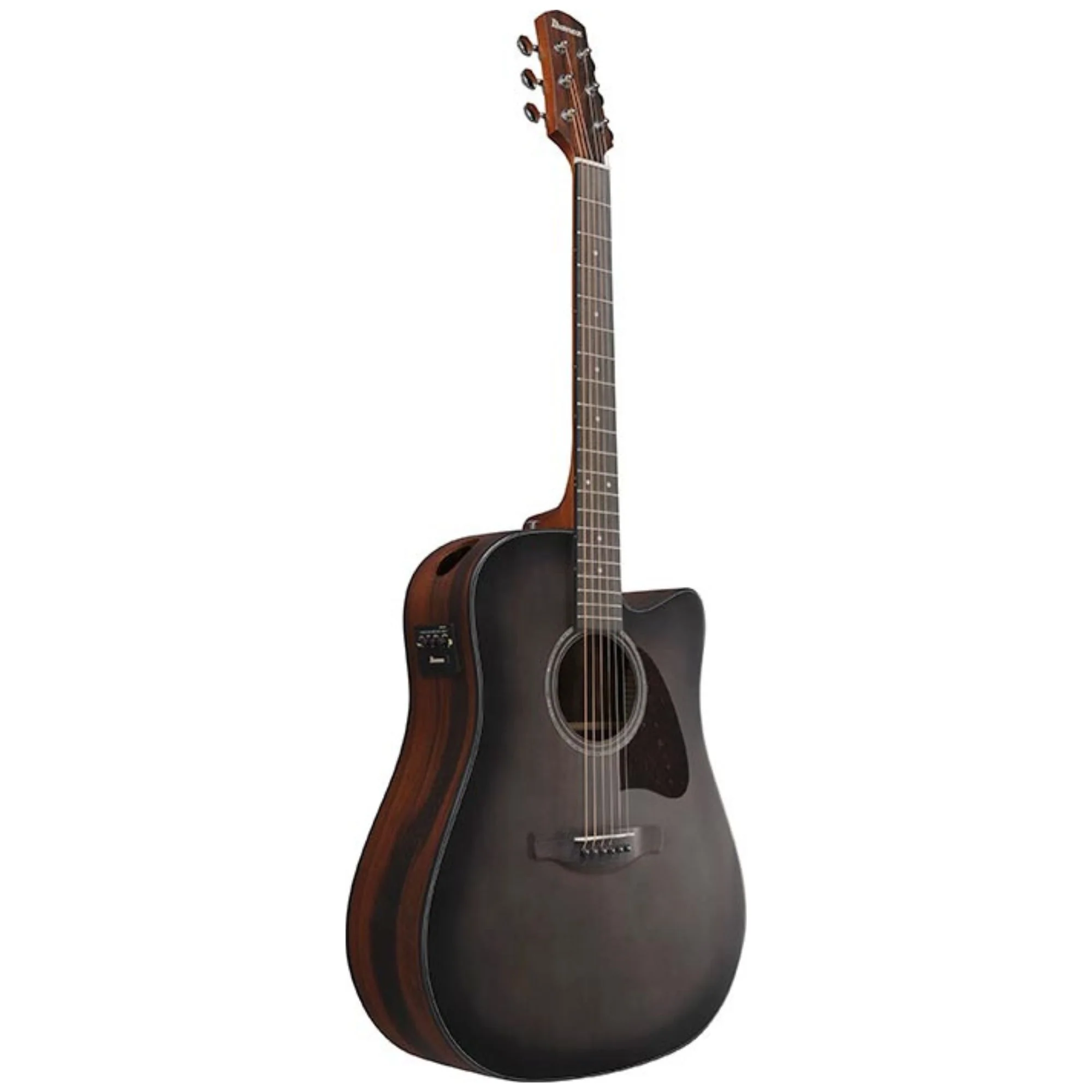 Ibanez AAD70CE Transparent Charcoal Burst Low Gloss top, Natural Open Pore back and sides Acoustic Guitar - Image 2