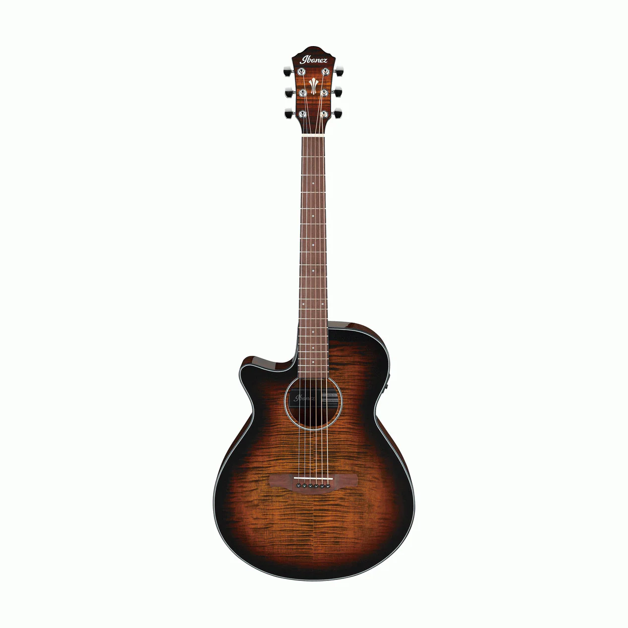Ibanez AEG70L Left- handed Acoustic Guitar in Tiger Burst High Gloss - Image 7