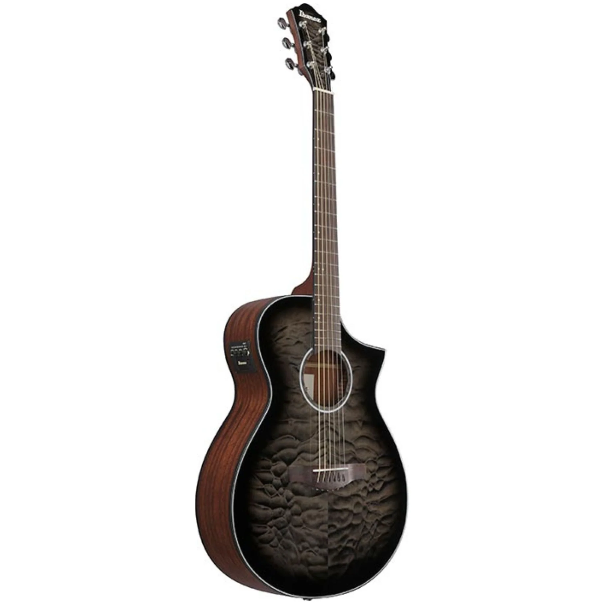 Ibanez AEWC16QA Transparent Black Sunburst High Gloss top, Natural High Gloss back and sides Acoustic Guitar - Image 2