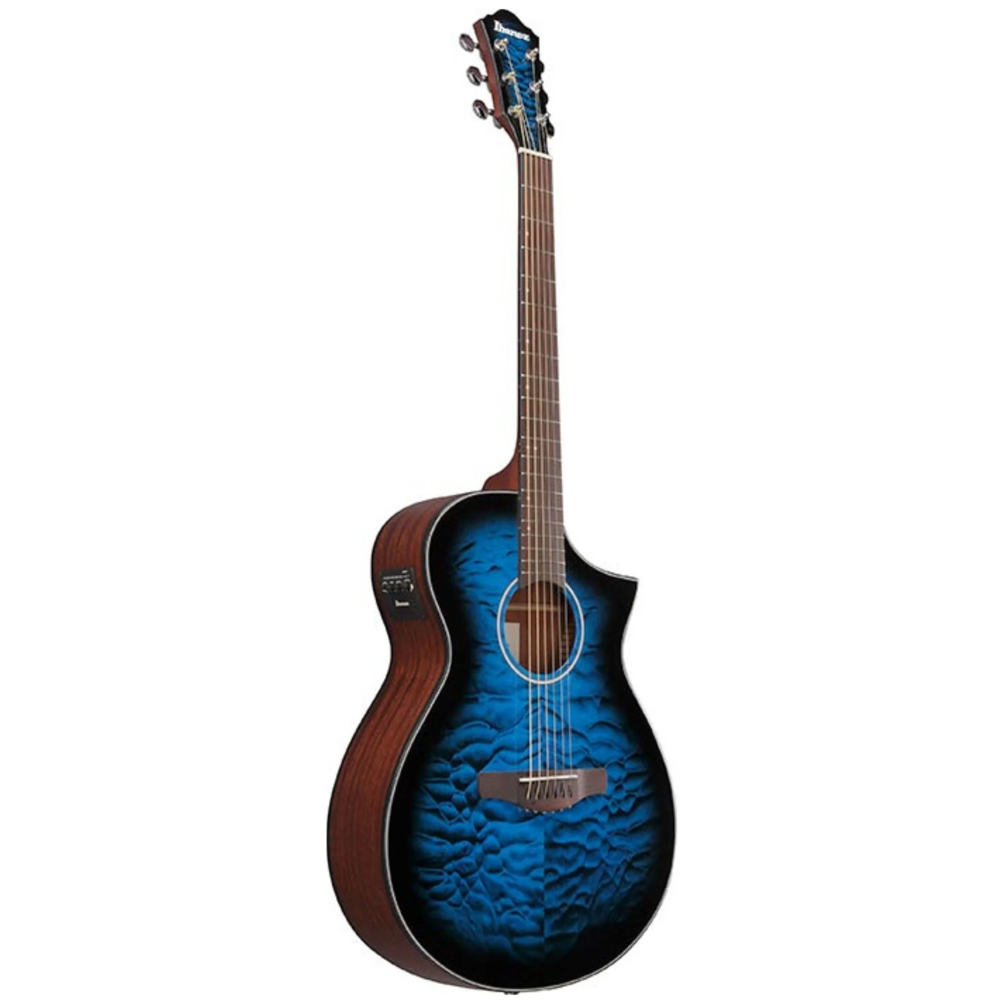 Ibanez AEWC16QA Transparent Blue Sunburst High Gloss top, Natural High Gloss back and sides Acoustic Guitar - Image 2