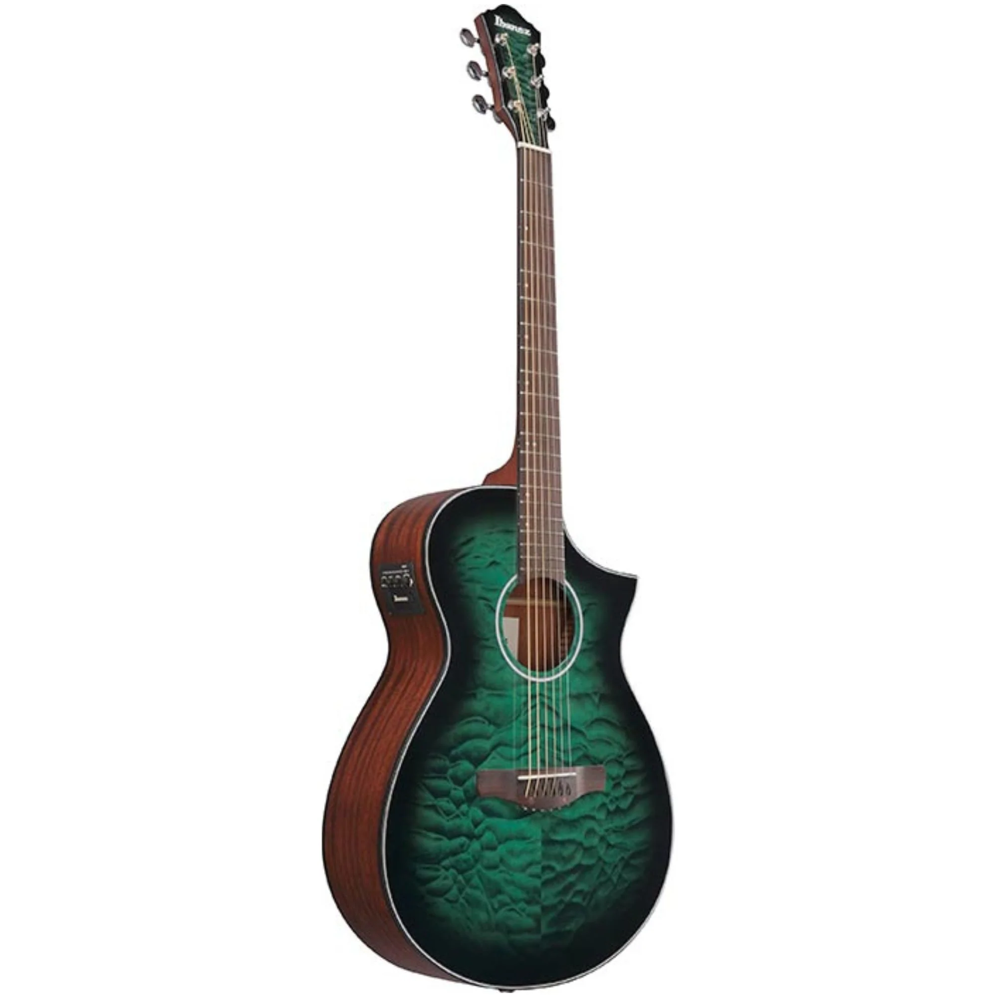 Ibanez AEWC16QA Transparent Emerald Burst High Gloss top, Natural High Gloss back and sides Acoustic Guitar - Image 2