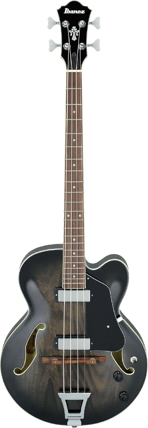 Ibanez AFB200 Artcore Hollowbody 4-String Bass Guitar in Transparent Black Sunburst - Image 2