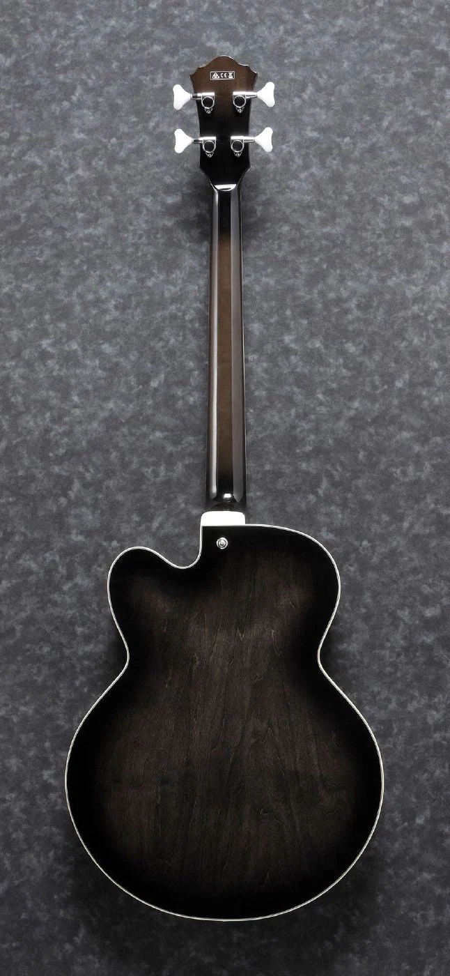 Ibanez AFB200 Artcore Hollowbody 4-String Bass Guitar in Transparent Black Sunburst - Image 3