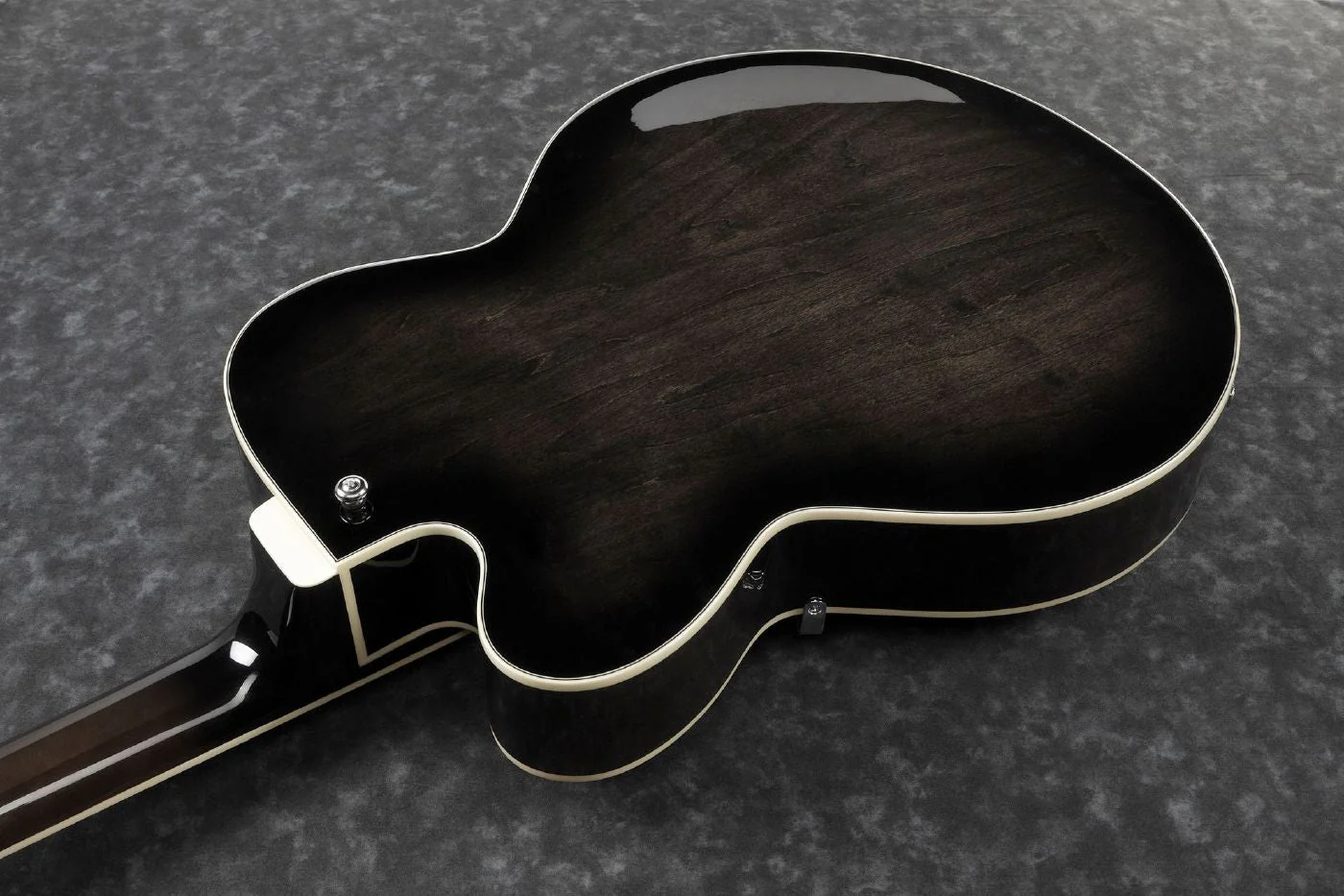 Ibanez AFB200 Artcore Hollowbody 4-String Bass Guitar in Transparent Black Sunburst - Image 4