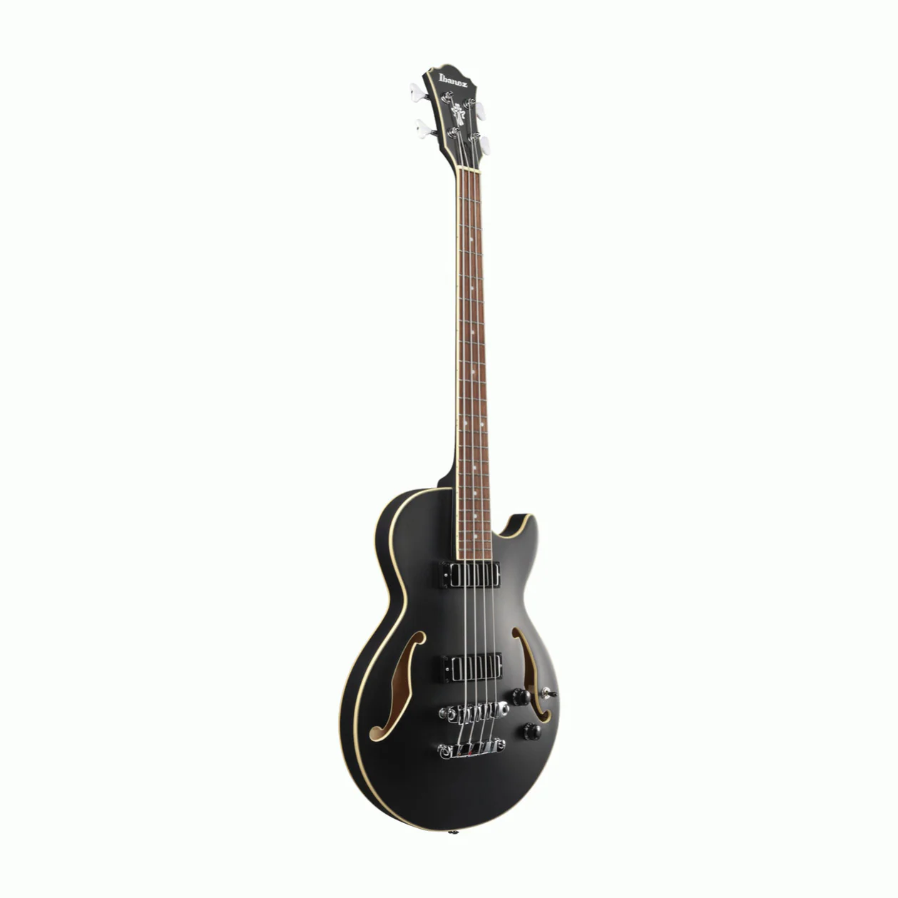 Ibanez AGB200 Artcore Hollow Body Electric Bass Guitar in Black Flat - Image 3
