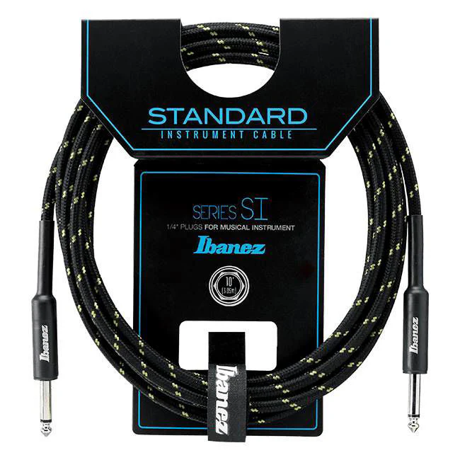 Ibanez SI10 BG 10ft Guitar Cable in Black/Green Woven - Image 2