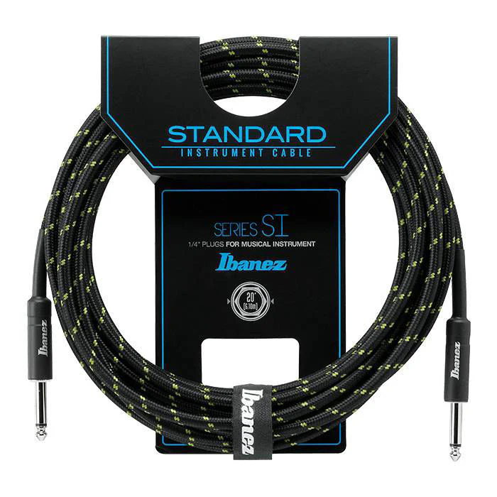 Ibanez SI20 20ft Guitar Cable in Black/Green Woven - Image 2