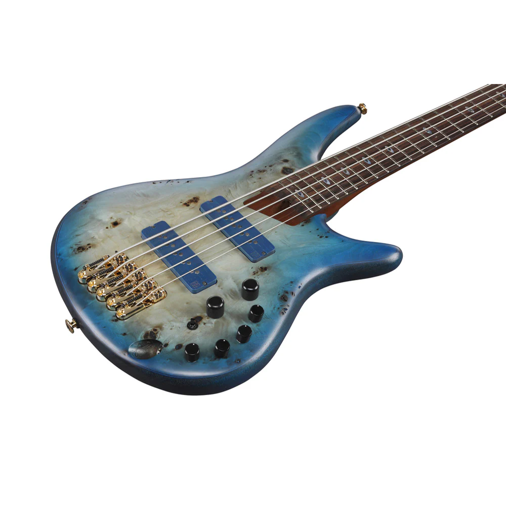 Ibanez SR6605 5 String Electric Bass with Case - Ghost Fleet Blue Burst - Image 3