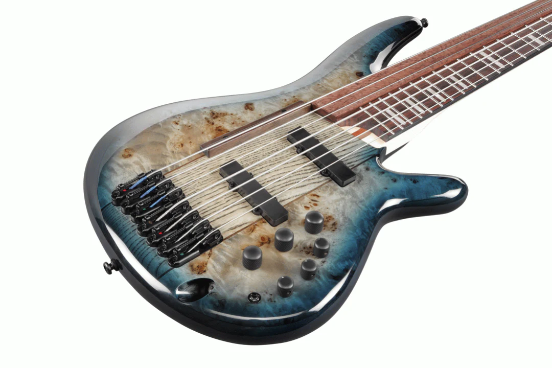 Ibanez SRAS7 7-string Ashula Electric Bass Guitar in Cosmic Blue Starburst - Image 4