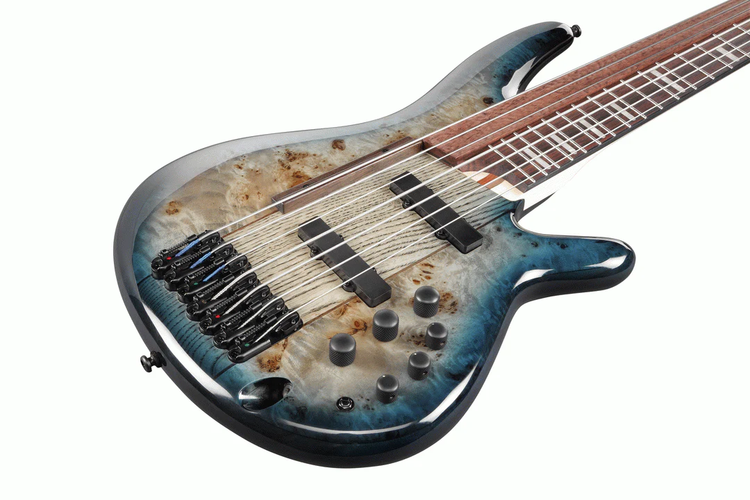 Ibanez SRAS7 7-string Ashula Electric Bass Guitar in Cosmic Blue Starburst - Image 8
