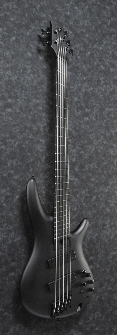 Ibanez SRMS625EX Iron Label 5-String Electric Bass Guitar in Black Flat - Image 8
