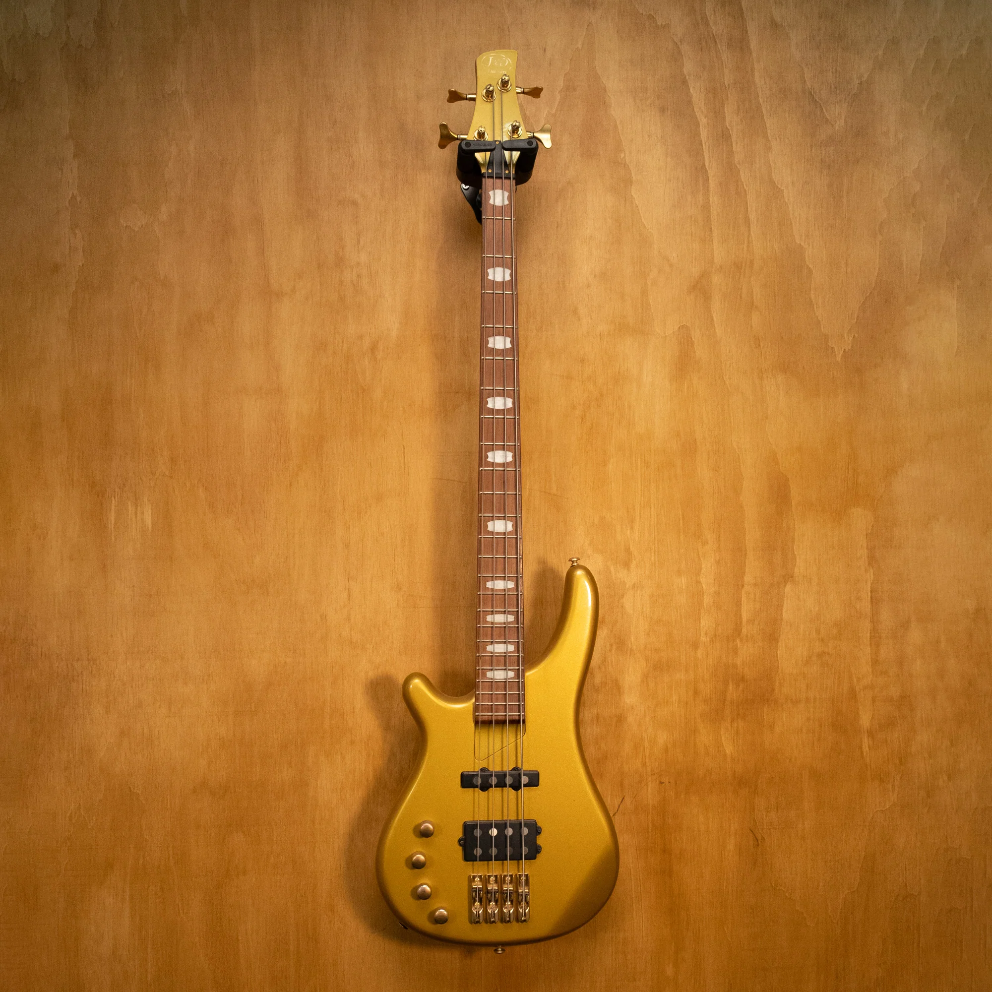 J&D Luthiers Left-handed Active Bass Guitar in Gold - Preloved