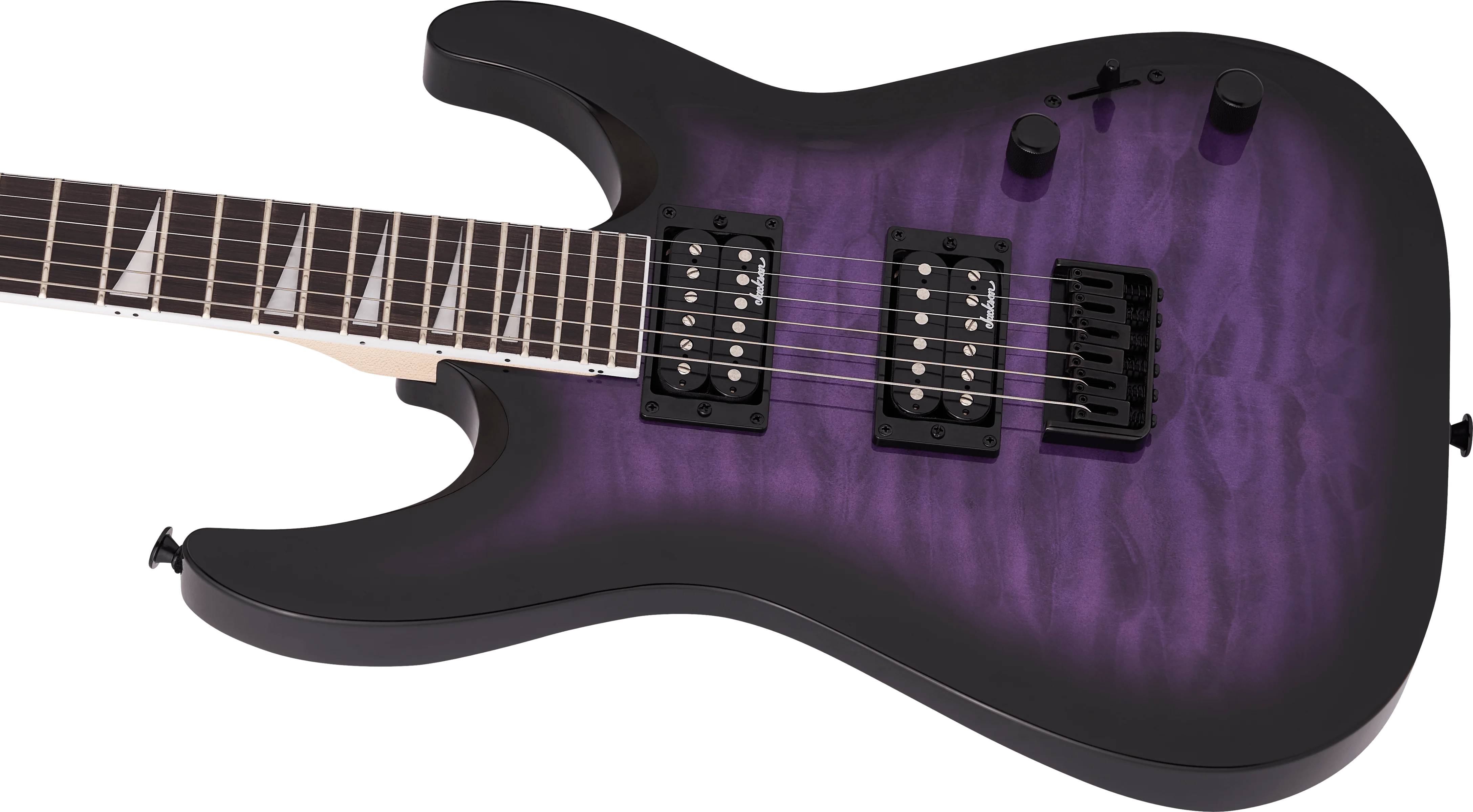 Jackson JS Series Dinky Arch Top JS32Q DKA HT Electric Guitar with Amaranth Fingerboard in Transparent Purple Burst - Image 4