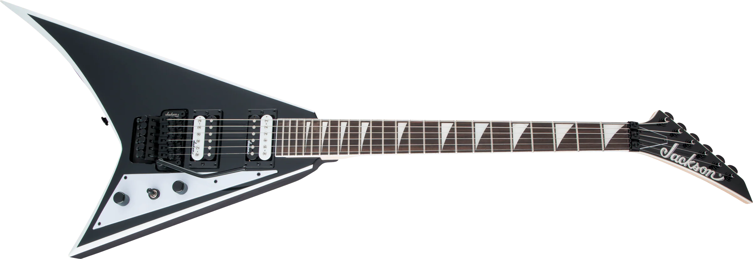 Jackson JS Series Rhoads JS32 Electric Guitar with Amaranth Fingerboard in Black with White Bevels - Image 3
