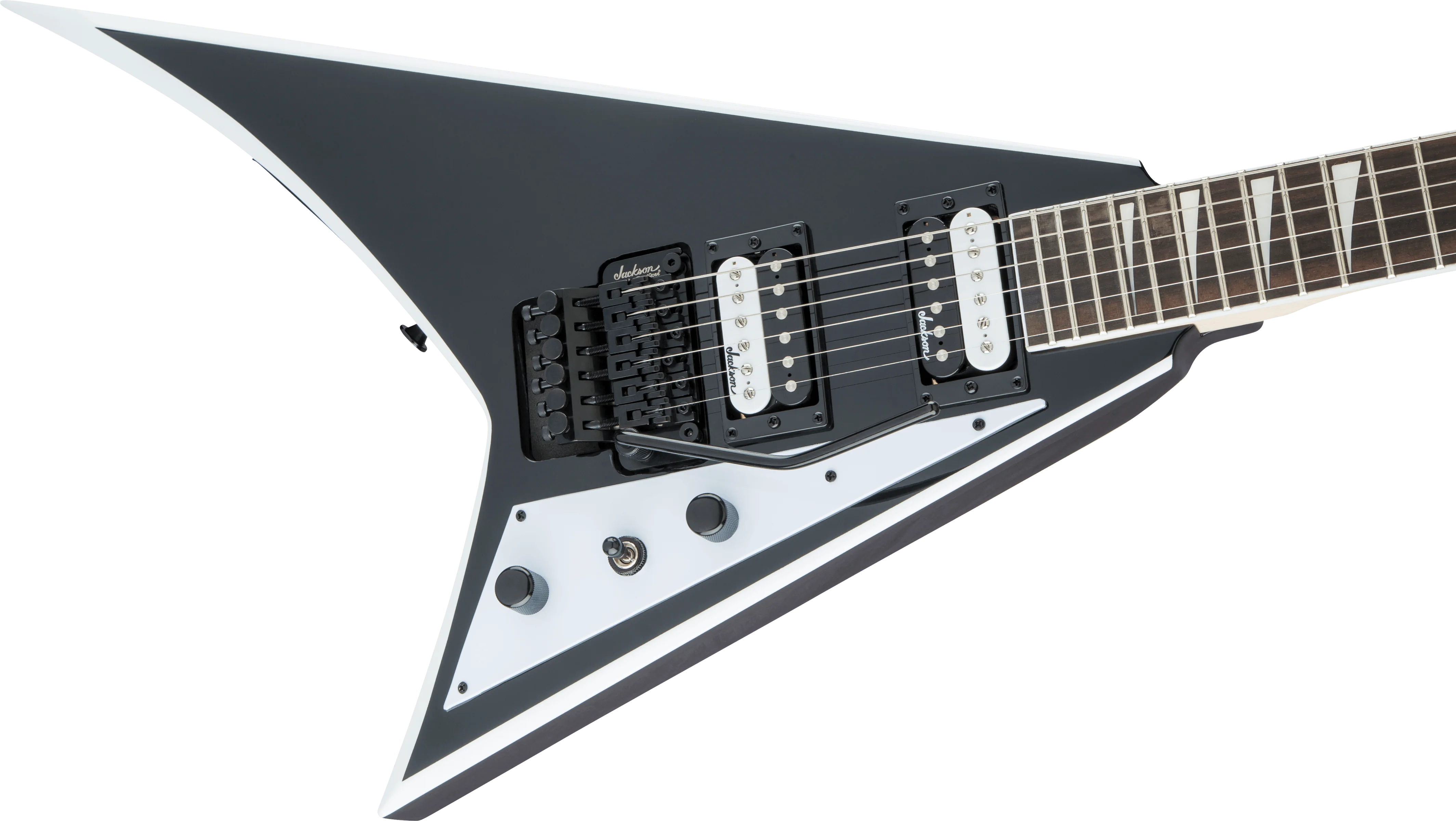 Jackson JS Series Rhoads JS32 Electric Guitar with Amaranth Fingerboard in Black with White Bevels - Image 5