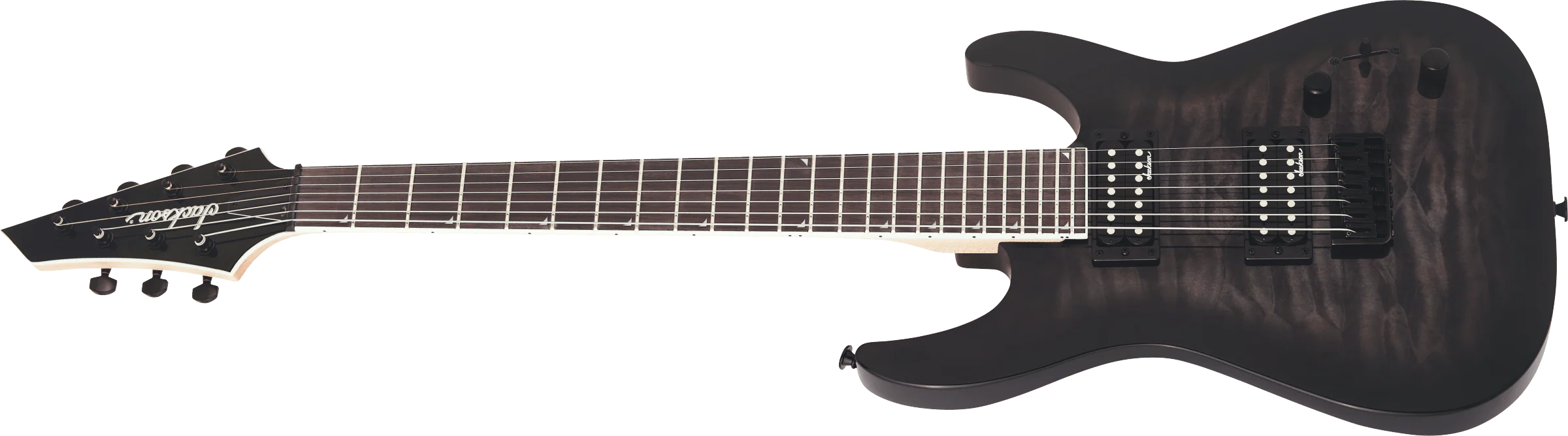 Jackson JS22-7 Dinky Arch Top 7-String Electric Guitar in Transparent Black Burst - Image 4