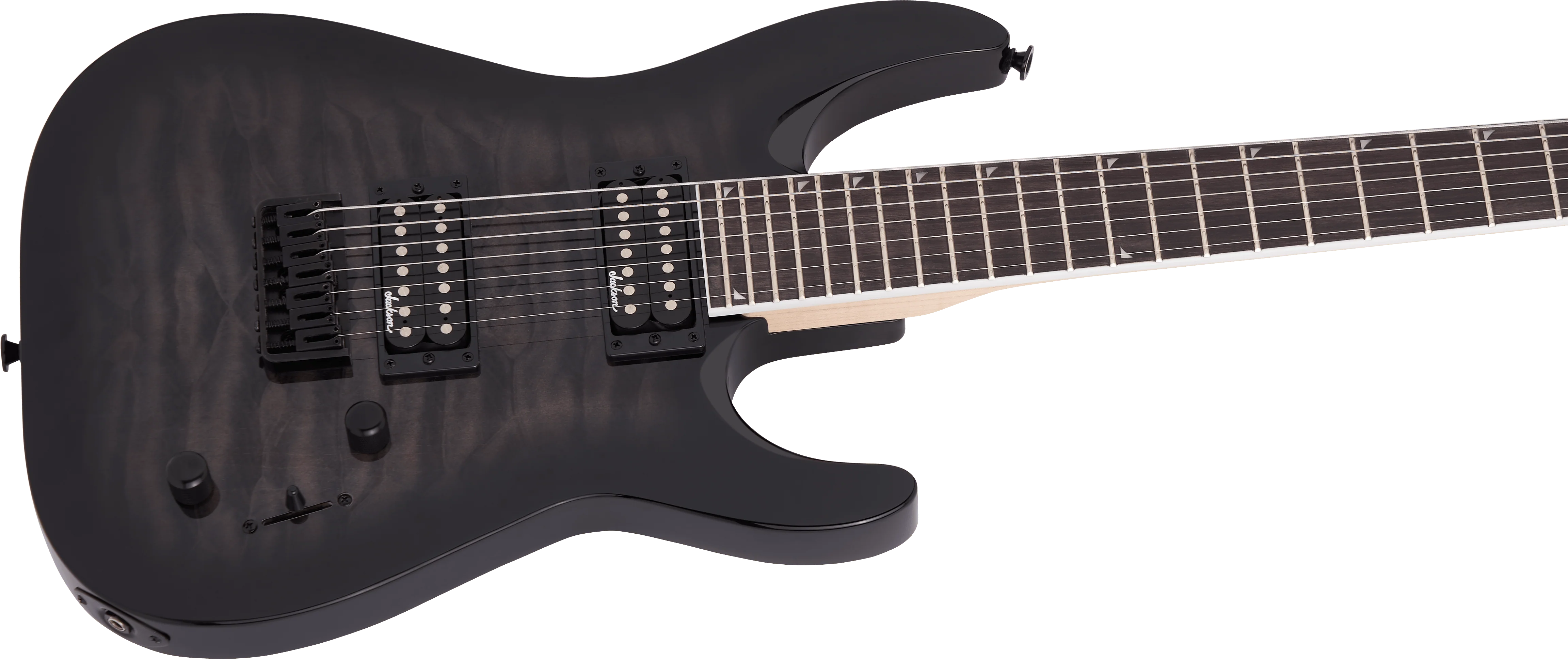 Jackson JS22-7 Dinky Arch Top 7-String Electric Guitar in Transparent Black Burst - Image 5