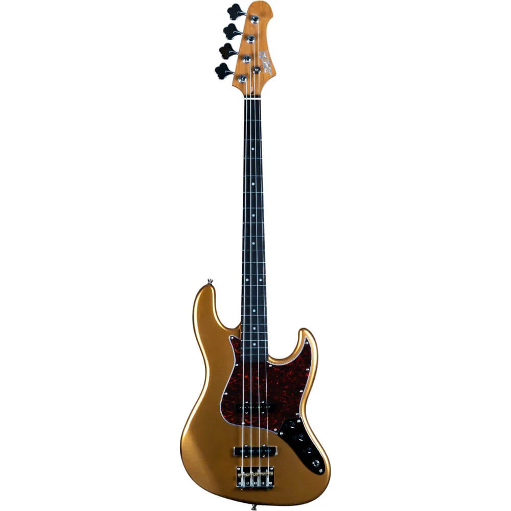 Jet JJB-300 4-String Bass Guitar with Rosewood Fretboard - Gold - Image 8