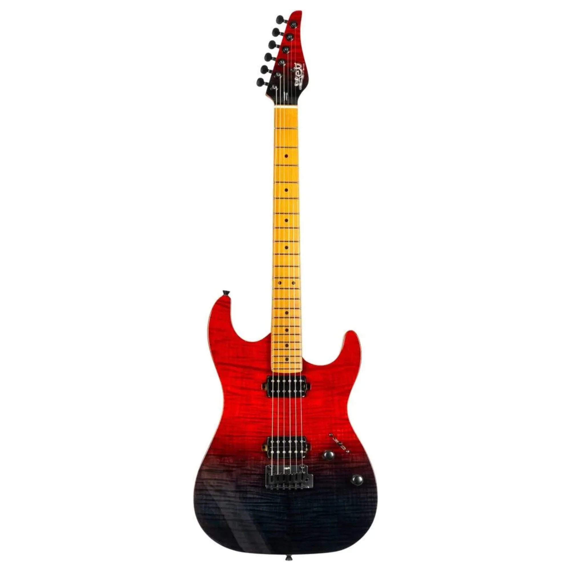 Jet JS-1000-VULCANO Electric Guitar - Flamed Transparent Red