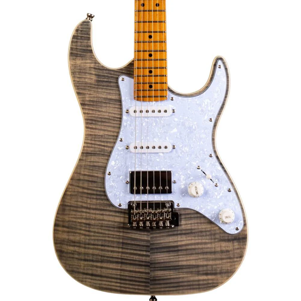 Jet JS-450 HSS Electric Guitar with Maple Fretboard - Transparent Black - Image 6