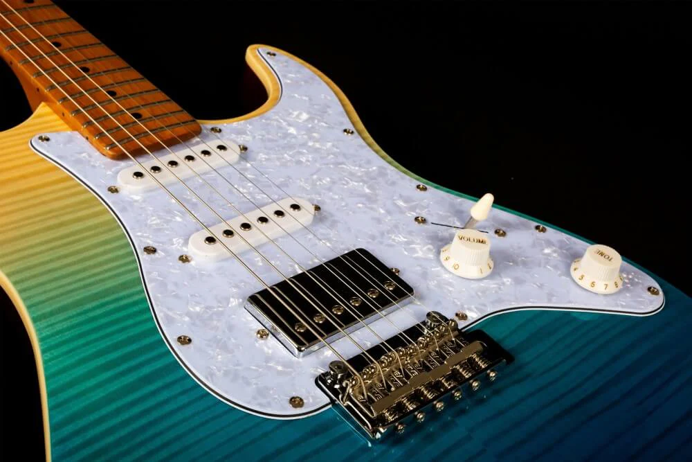 Jet JS-450 HSS Electric Guitar with Maple Fretboard - Transparent Blue - Image 9