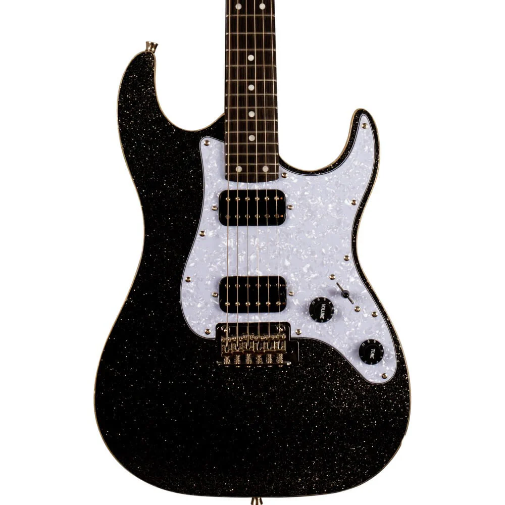 Jet JS-500 HH Electric Guitar with Ebony Fretboard - Black Sparkle - Image 2