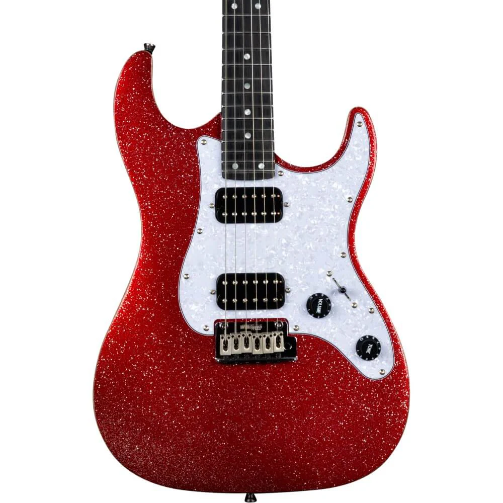 Jet JS-500 HH Electric Guitar with Ebony Fretboard - Red Sparkle - Image 2