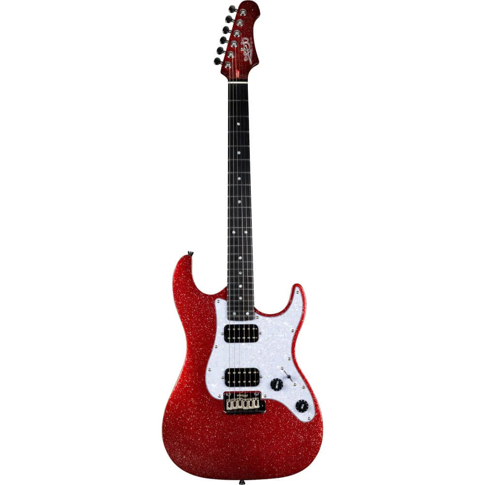 Jet JS-500 HH Electric Guitar with Ebony Fretboard - Red Sparkle - Image 8