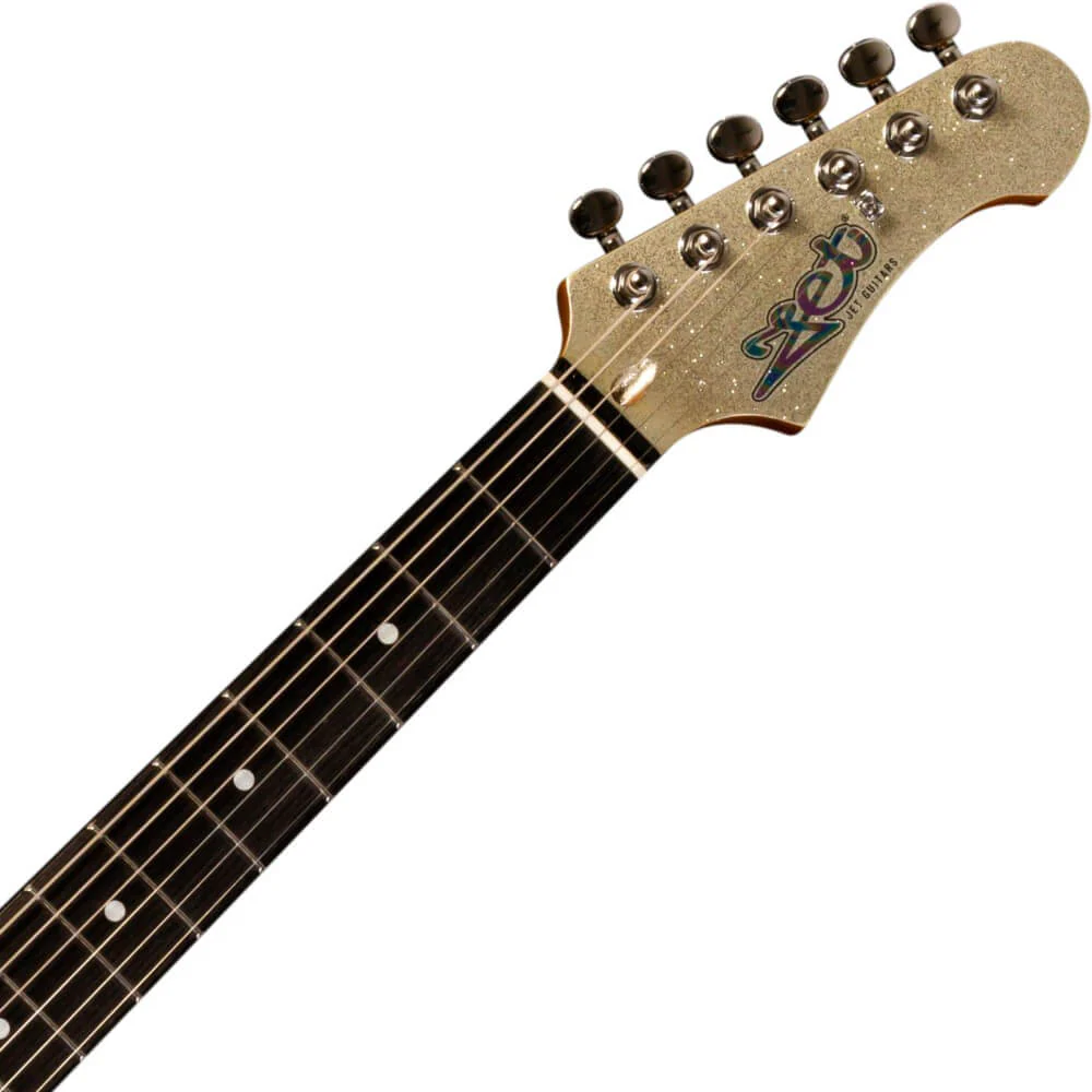 Jet JS-500 HH Electric Guitar with Ebony Fretboard - Silver Sparkle - Image 3