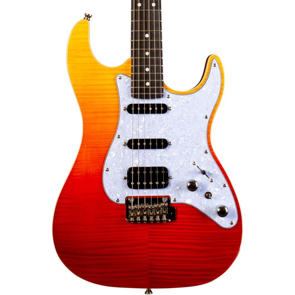Jet JS-600 HSS Electric Guitar with Ebony Fretboard - Transparent Red - Image 2