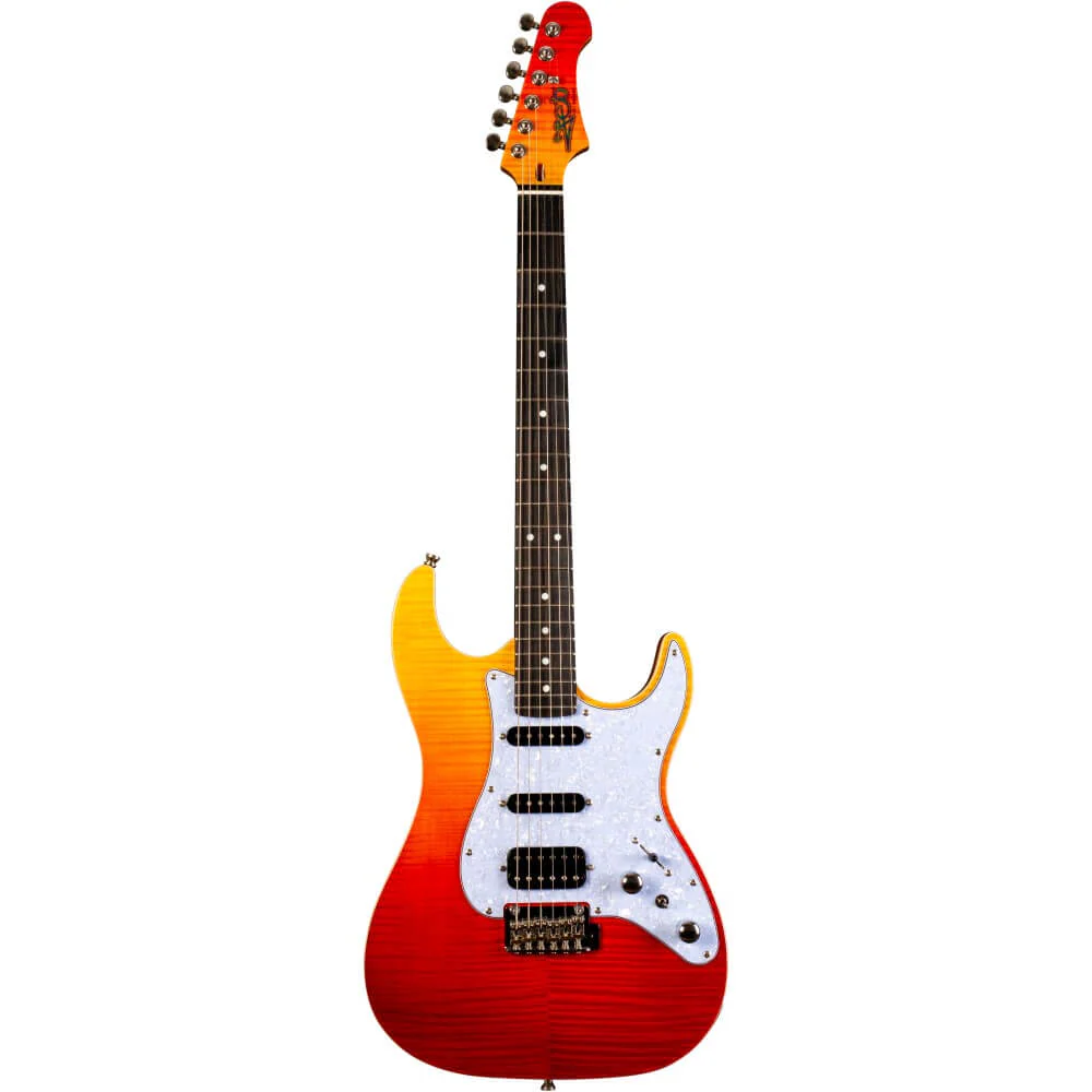 Jet JS-600 HSS Electric Guitar with Ebony Fretboard - Transparent Red - Image 4