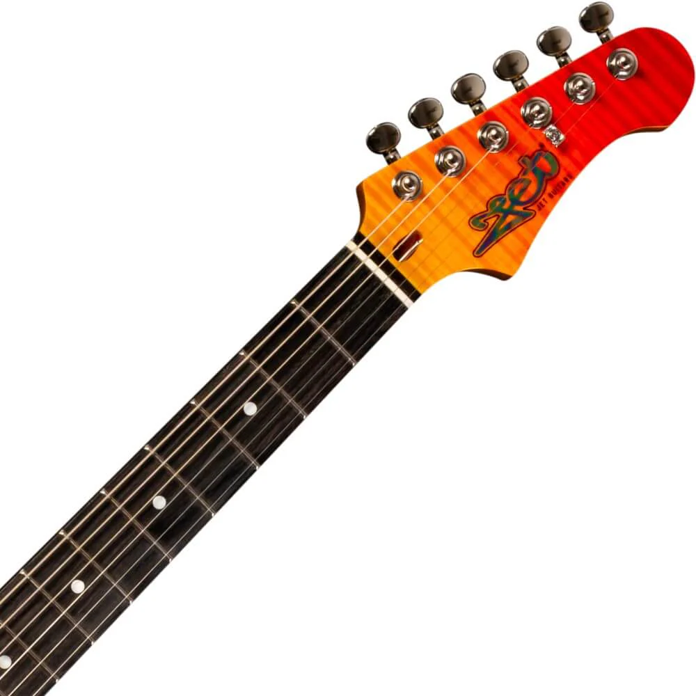 Jet JS-600 HSS Electric Guitar with Ebony Fretboard - Transparent Red - Image 6