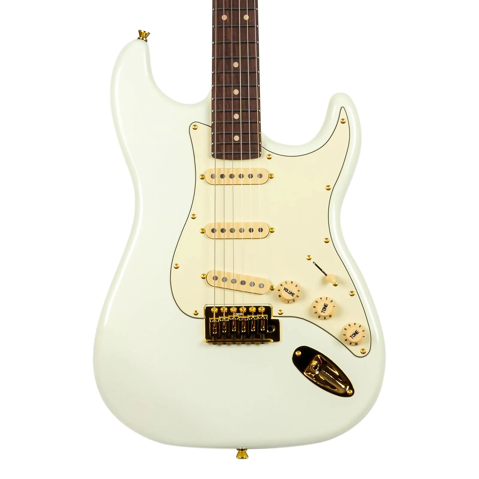 Jet JS380 SSS Electric Guitar, Roasted Maple Neck with Rosewood FB - Olympic White - Image 3