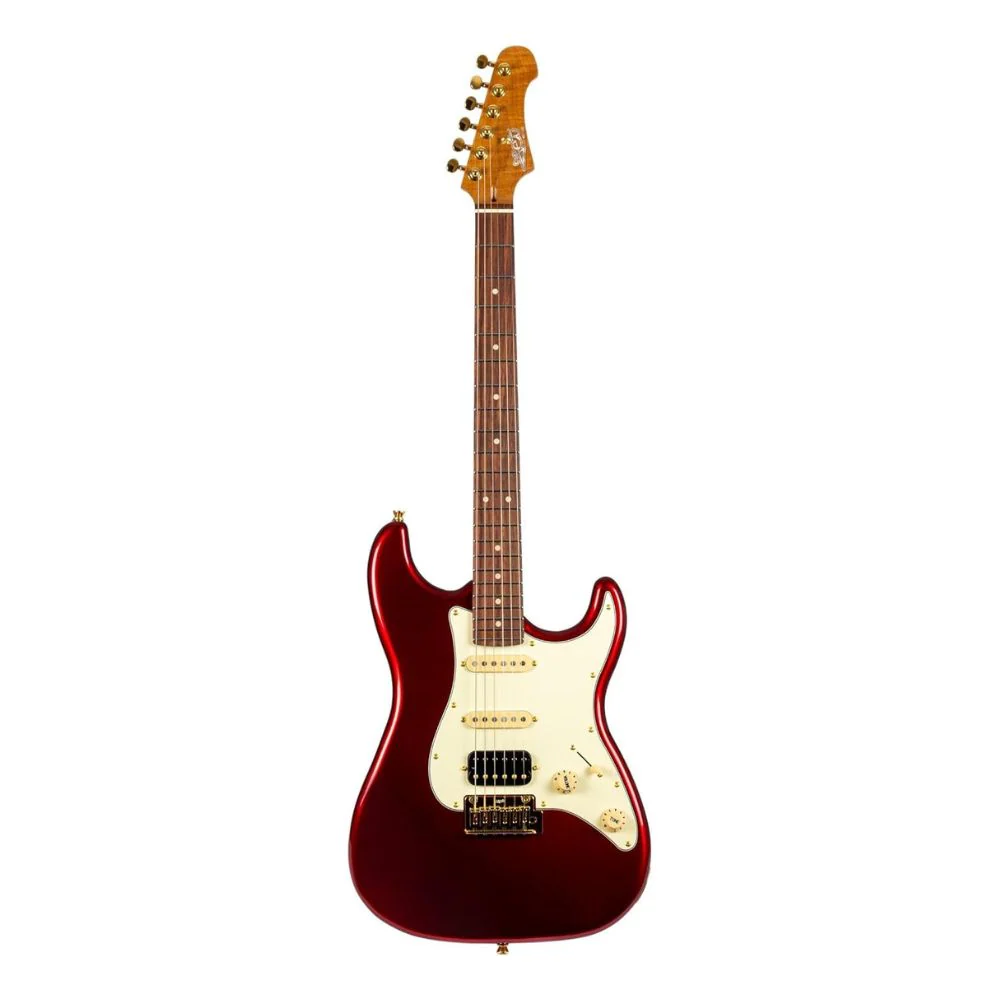 Jet JS480 HSS Electric Guitar, Roasted Maple Neck with Rosewood FB - Wine Red - Image 4
