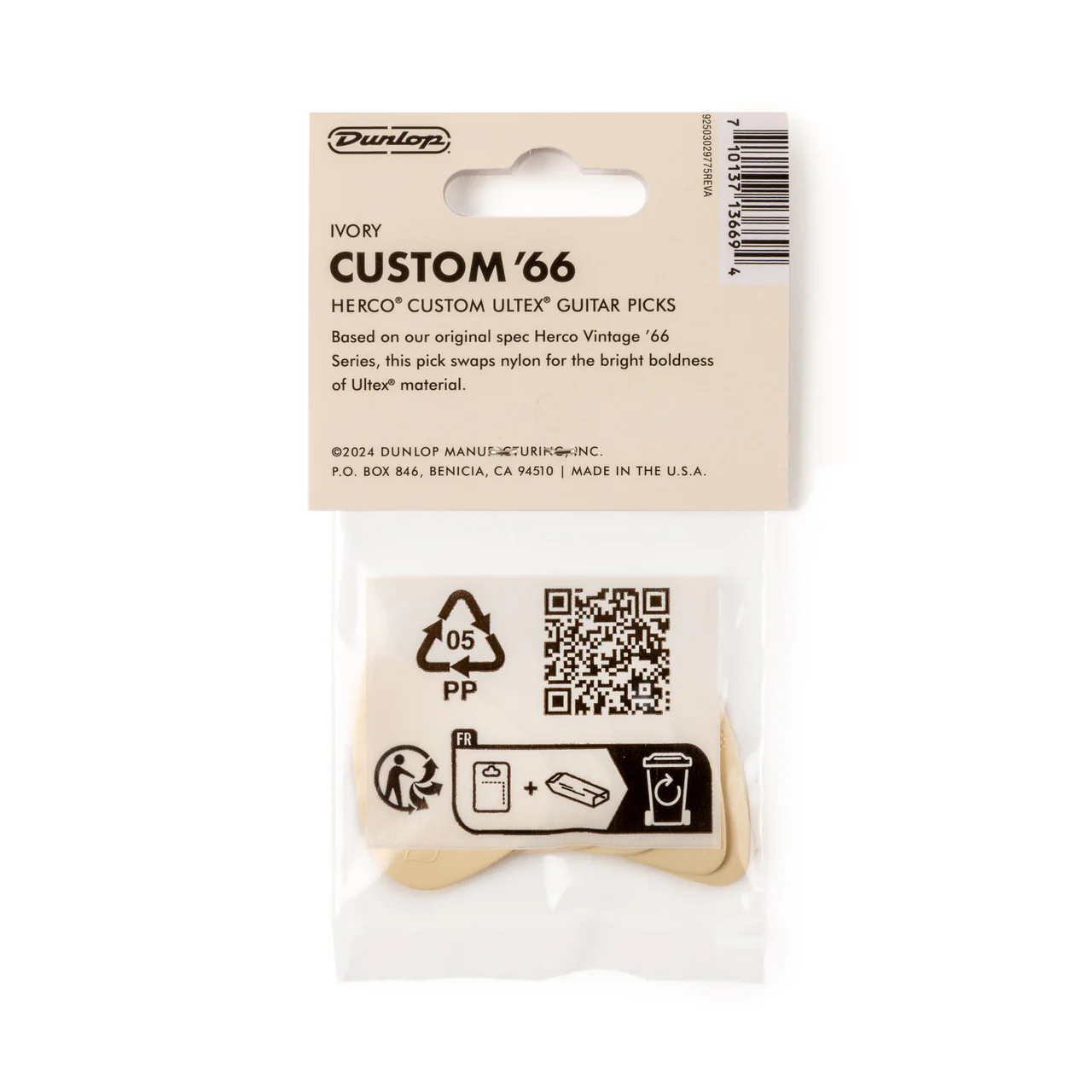 Jim Dunlop Herco JPHEU66 Custom 66 Guitar Picks Players Pack - Cream - Image 13