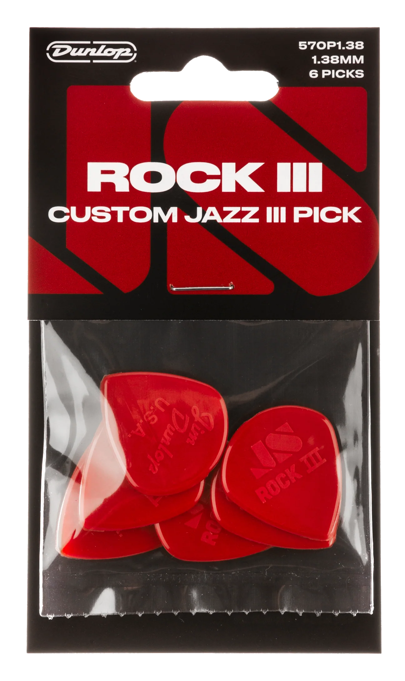 Jim Dunlop JPRJ3 Rock III Nylon Custom Jazz III Player‚Äôs Pack (6 Picks)