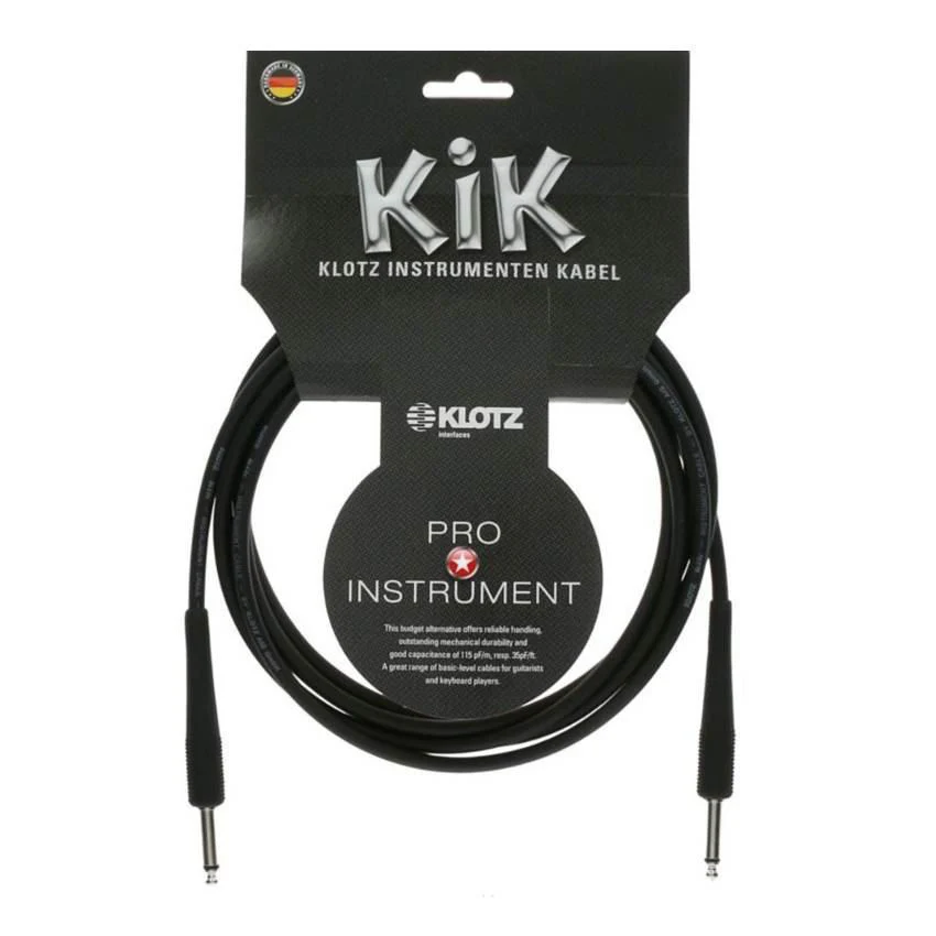 Klotz KIK Guitar Cable 3m (10ft) - Black/Nickel Connectors - Image 2